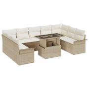 vidaXL Trädgårdsoffset 10 pcs Beige 100 x 55 x 73 cm Poly rattan