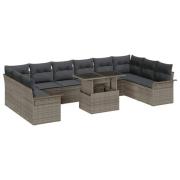 vidaXL Trädgårdsoffset 11 pcs Grå 100 x 55 x 73 cm Poly rattan