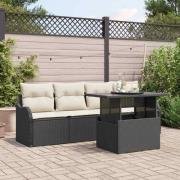 vidaXL Trädgårdsoffset 5 pcs Svart 100 x 55 x 73 cm Poly rattan