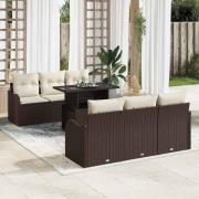 vidaXL Trädgårdsoffset Manuell 7 pcs Brun 100 x 55 x 73 cm Poly rattan