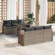 vidaXL Trädgårdsoffset 7 pcs Grå 100 x 55 x 73 cm Poly rattan
