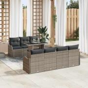vidaXL Trädgårdsoffset Manuell 8 pcs Grå 100 x 55 x 73 cm Poly rattan
