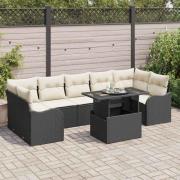 vidaXL Trädgårdsoffset 8 pcs Svart 100 x 55 x 73 cm Poly rattan