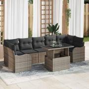 vidaXL Trädgårdsoffset 8 pcs Grå 100 x 55 x 73 cm Poly rattan