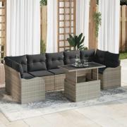 vidaXL Trädgårdsoffset 8 pcs Ljusgrå 100 x 55 x 73 cm Poly rattan