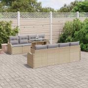 vidaXL Trädgårdsoffset 9 pcs Beige 100 x 55 x 73 cm Poly rattan
