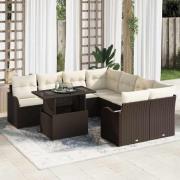 vidaXL Trädgårdsoffset 9 pcs Brun 100 x 55 x 73 cm Poly rattan