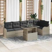 vidaXL Trädgårdsoffset 7 pcs Ljusgrå 100 x 55 x 73 cm Poly rattan