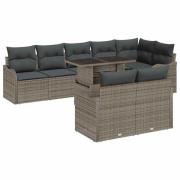 vidaXL Trädgårdsoffset 9 pcs Grå 100 x 55 x 73 cm Poly rattan