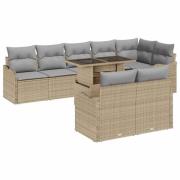 vidaXL Trädgårdsoffset 9 pcs Beige 100 x 55 x 73 cm Poly rattan