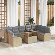 vidaXL Trädgårdsoffset 10 pcs Beige 100 x 55 x 73 cm Poly rattan