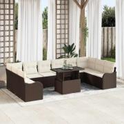 vidaXL Trädgårdsoffset 11 pcs Brun 100 x 55 x 73 cm Poly rattan