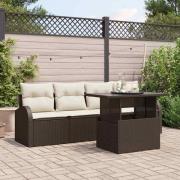vidaXL Trädgårdsoffset 5 pcs Brun 100 x 55 x 73 cm Poly rattan
