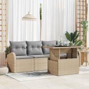 vidaXL Trädgårdsoffset med kudde med kudde 5 pcs Beige Poly Rattan