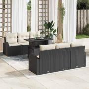 vidaXL Trädgårdsoffset 7 pcs Svart 100 x 55 x 73 cm Poly rattan