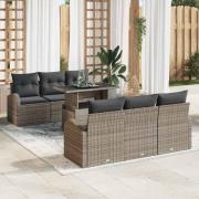 vidaXL Trädgårdsoffset 7 pcs Grå 100 x 55 x 73 cm Poly rattan