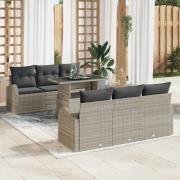 vidaXL Trädgårdsoffset 7 pcs Ljusgrå 100 x 55 x 73 cm Poly rattan