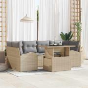 vidaXL Trädgårdsoffset 7 pcs Beige 100 x 55 x 73 cm Poly rattan