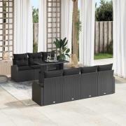 vidaXL Trädgårdsoffset 8 pcs Svart 100 x 55 x 73 cm Poly rattan