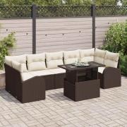 vidaXL Trädgårdsoffset 8 pcs Brun 100 x 55 x 73 cm Poly rattan