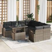 vidaXL Trädgårdsoffset 9 pcs Grå 100 x 55 x 73 cm Poly rattan