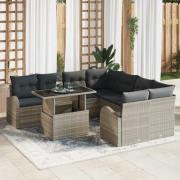 vidaXL Trädgårdsoffset 9 pcs Ljusgrå 100 x 55 x 73 cm Poly rattan