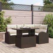 vidaXL Trädgårdsoffset 5 pcs Brun 100 x 55 x 73 cm Poly rattan
