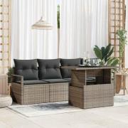 vidaXL Trädgårdsoffset med lagring 5 pcs Grå Poly rattan