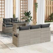 vidaXL Trädgårdsoffset med lagring 6 pcs Ljusgrå Poly rattan