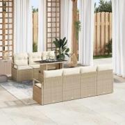 vidaXL Trädgårdsoffset med lagring 8 pcs Beige Poly rattan