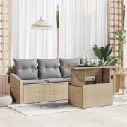 vidaXL Trädgårdsoffset med lagring 5 pcs Beige Poly rattan