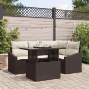 vidaXL Trädgårdsoffset med kudde 5 pcs Brun och Kräm 100 x 55 x 73 cm