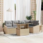 vidaXL Trädgårdsoffset med kudde 6 pcs Beige, ljusgrå 100 x 55 x 73 cm