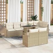 vidaXL Trädgårdsoffset med kudde 9 pcs Beige, Kräm 100 x 55 x 73 cm