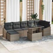 vidaXL Trädgårdsoffset 8 pcs Grå Poly Rattan och Pulverlackerad Stål