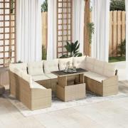 vidaXL Trädgårdsoffset med kudde 10 pcs Beige, Kräm 100 x 55 x 73 cm