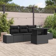 vidaXL Trädgårdsoffset med kudde 5 pcs Svart 100 x 55 x 73 cm