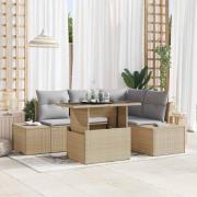 vidaXL Trädgårdsoffset med lagring 5 pcs Beige Poly rattan