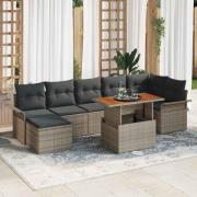 vidaXL Trädgårdsoffset med lagring 8 pcs Grå Poly rattan