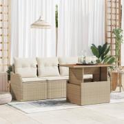 vidaXL Trädgårdsoffset med lagring 5 pcs Beige Poly rattan