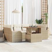 vidaXL Trädgårdsoffset med lagring 7 pcs Beige Poly rattan
