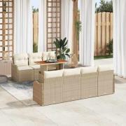 vidaXL Trädgårdsoffset med lagring 8 pcs Beige Poly rattan