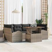 vidaXL Trädgårdsoffset med lagring 7 pcs Grå Poly rattan