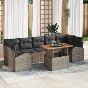 vidaXL Trädgårdsoffset med lagring 8 pcs Grå Poly rattan