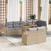 vidaXL Trädgårdsoffset med lagring 9 pcs Beige Poly rattan