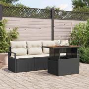 vidaXL Trädgårdsoffset med lagring 5 pcs Svart Poly rattan