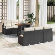 vidaXL Trädgårdsoffset med lagring 7 pcs Svart Poly rattan