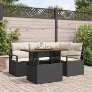 vidaXL Trädgårdsoffset med lagring 5 pcs Svart Poly rattan