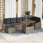 vidaXL Trädgårdsoffset med lagring 8 pcs Grå Poly rattan