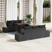 vidaXL Trädgårdsoffset med lagring 7 pcs Svart Poly rattan